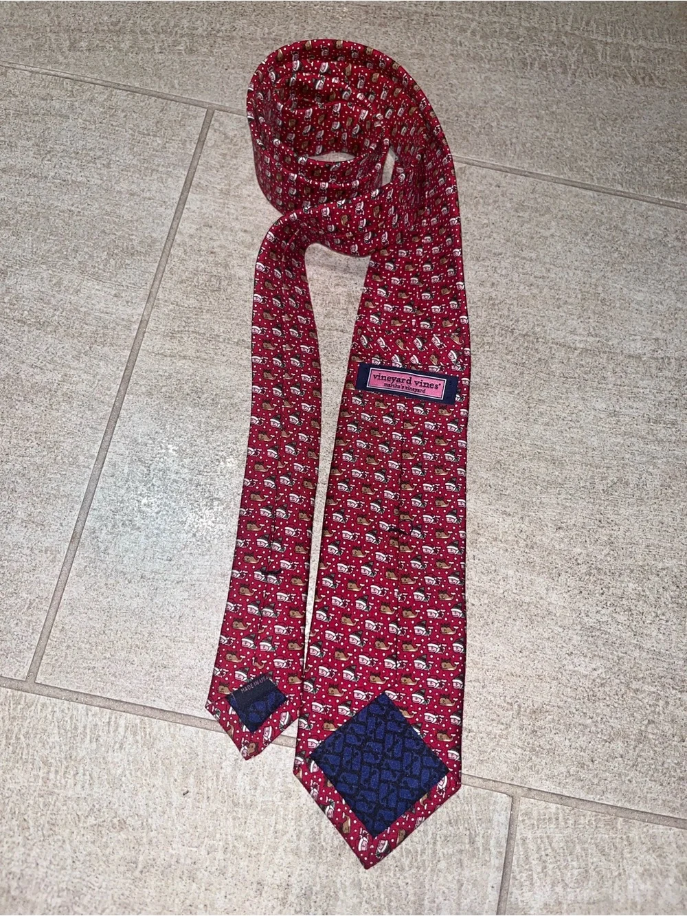 Silk Red Christmas boys Tie vineyard vines